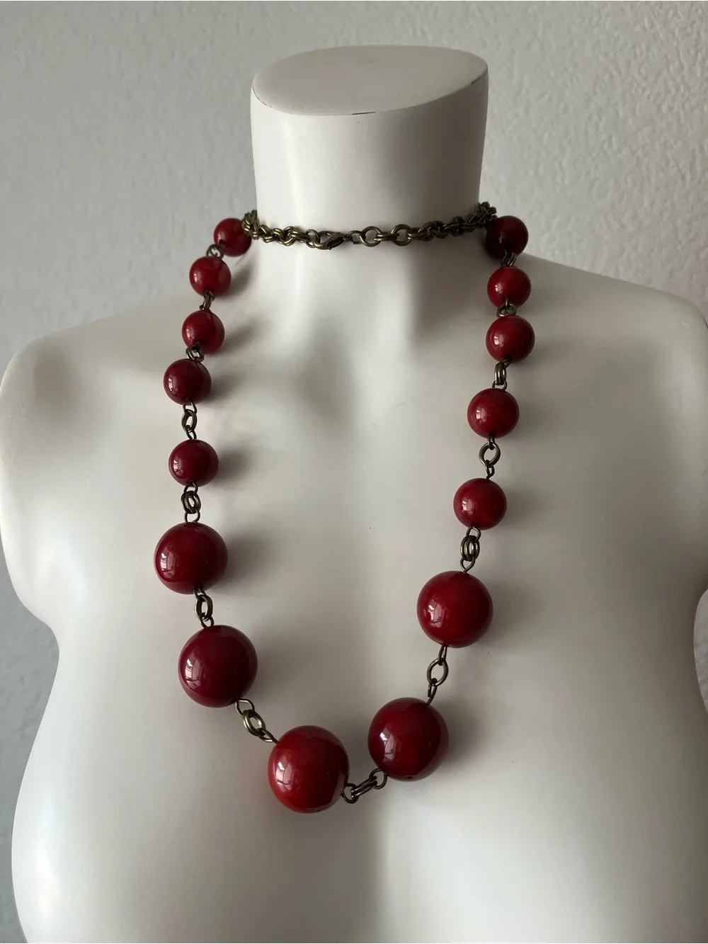 Chunky Red Beaded Statement Necklace